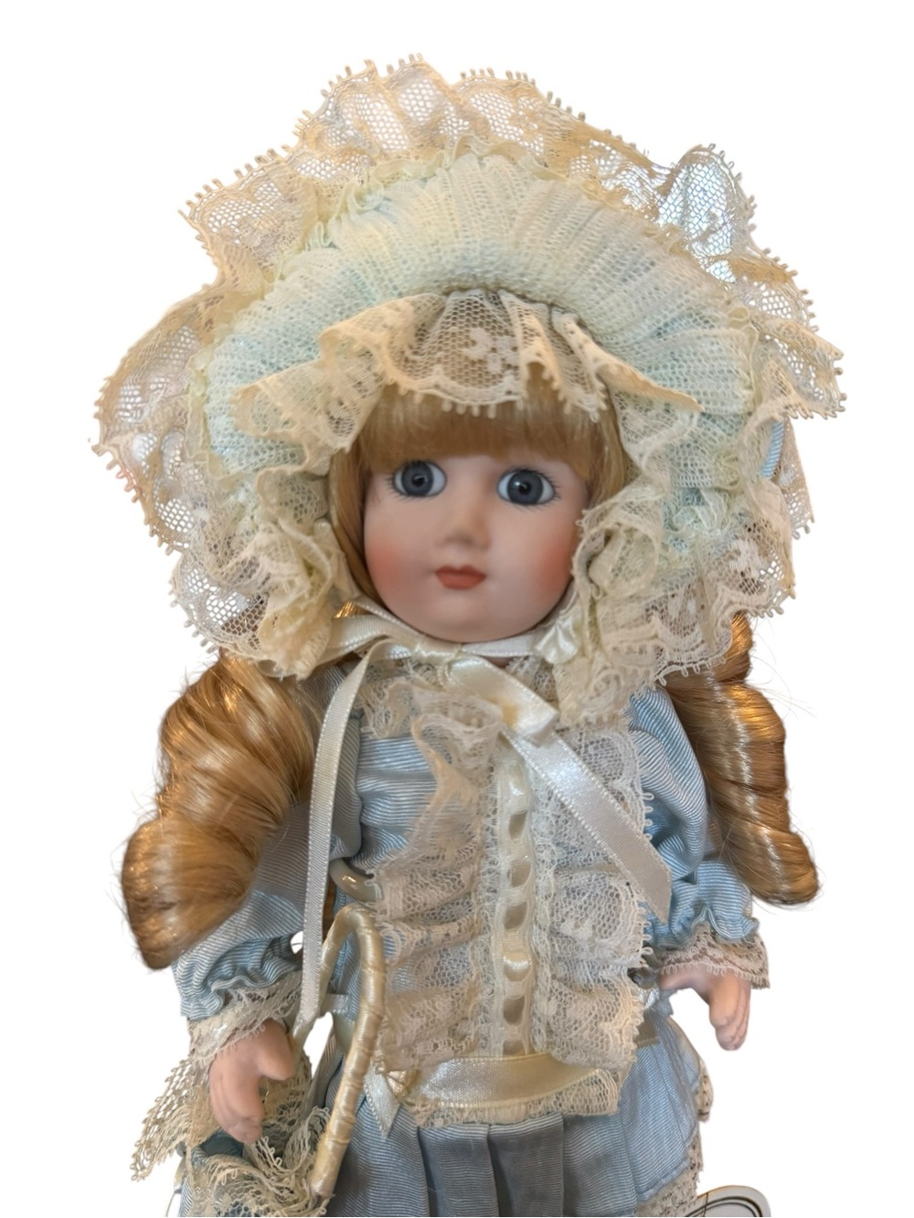 Limited Edition Alberon Zoe Porcelain Collectible Doll in Pale Blue Lace Outfit - Picture 6 of 16